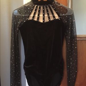 Velvet long sleeve leotard dance costume